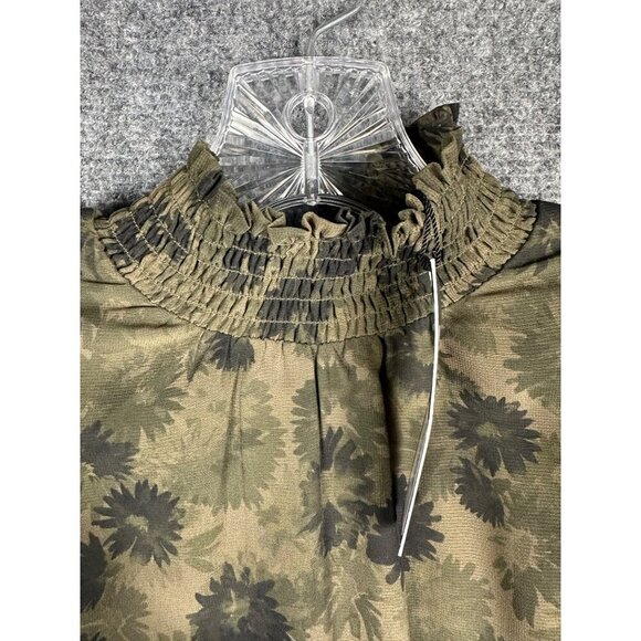 NWT Steve Madden Floral Chiffon Midi Dress XS Dark Green Floral Edgy READ - Picture 9 of 15